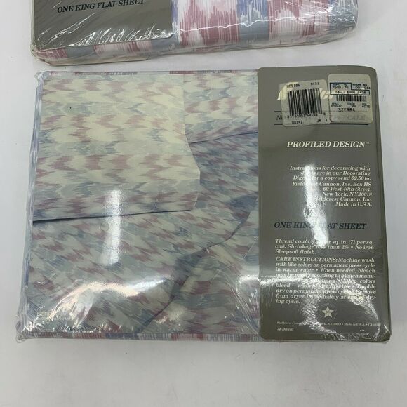 Vintage Fieldcrest King Flat Sheet Made USA No Iron Luxury Percale Sleepsoft - Picture 4 of 7